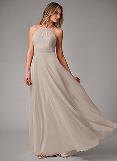 Azazie Amalia Bridesmaid Dresses Frost A-Line Pleated Chiffon Dress image3