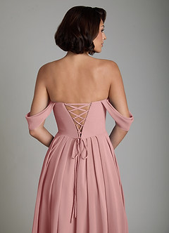 Azazie Loisa Bridesmaid Dresses Dusty Rose A-Line Corset Chiffon Convertible Dress image4