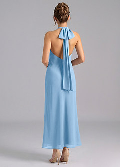 Azazie Velli Brudtärnklänningar Klä av Sjöjungfru i Chiffong Hög hals Puderblå image2