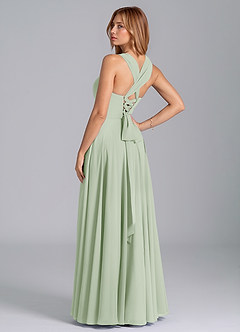 Azazie Darana Final Sale Dusty Sage A-Line Corset Chiffon Dress image8