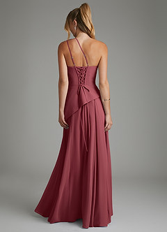 Azazie Holly Bridesmaid Dresses Merlot A-Line Corset Chiffon Dress image2