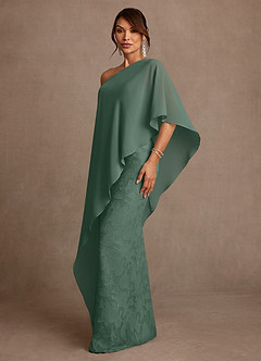 Azazie Wilma Mother of the Bride Dresses Eucalyptus Sheath One Shoulder Floral Burnout Dress image2