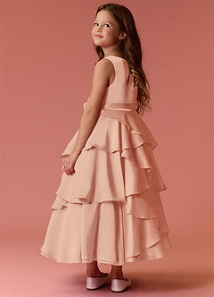Barbie ♥ Azazie Blumenmädchenkleider A-Linie ärmellos Stretch-Satin Kleid Englisches Rosa image7