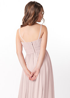 Azazie Astrid Junior Blushing Pink A-Line Floral Chiffon Dress image4