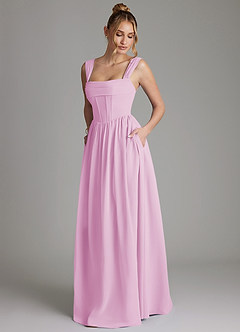 Azazie Caterina Bridesmaid Dresses Candy Pink A-Line Corset Chiffon Dress image5