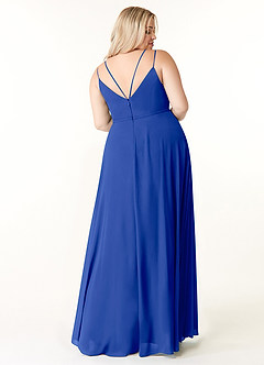 Azazie Janine Bridesmaid Dresses Royal Blue A-Line V-Neck Chiffon Dress image7