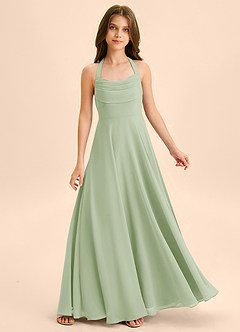 Azazie Kady Junior Dusty Sage A-Line Sweetheart Neckline Chiffon Dress image1