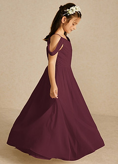 Azazie Chelle Flower Girl Dresses Cabernet A-Line Pleated Chiffon Dress image4