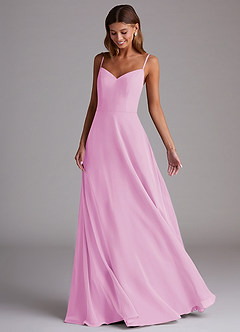 Azazie Marley Bridesmaid Dresses Candy Pink A-Line Off the Shoulder Chiffon Convertible Dress image5