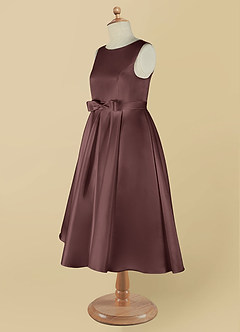 Azazie Coco Blumenmädchenkleider A-Linie Schleifen Matte Satin Kleid Espresso image10