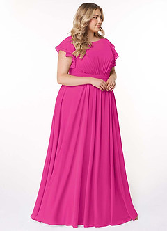 Azazie Daphne Modest Bridesmaid Dresses A-Line Ruffled Chiffon Floor-Length Dress image10