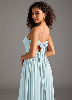 Azazie Zeya Bridesmaid Dresses Mist A-Line Pleated Mesh Dress image6