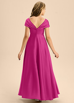 Azazie Rowena Junior Vestido de Fucsia de Satén Elástico de Corte en A con Lazo image5