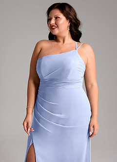 Azazie Eren Vestidos de madrinha de casamento Vestido Gelo de Chiffon de Bainha com Um ombro image13