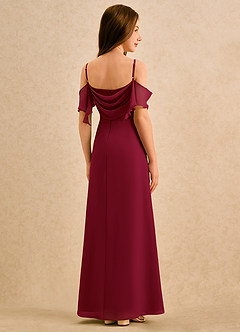 Azazie Pippy Girls Formal Robe Demoiselle D'honneur Fillette Robe Trapèze en Mousseline de soie Encolure en Forme de Cœur Bourgogne image6