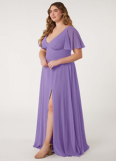 Azazie Kimber Bridesmaid Dresses Tahiti A-Line Flounce Sleeve Chiffon Dress image11