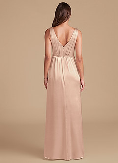 Azazie Tanicia Robes de demoiselle d'honneur Robe Trapèze en Satiné métallisé Plissée Rose Perle image6