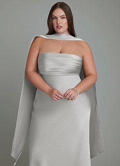 Azazie Saylor Bridesmaid Dresses Silver Mermaid Strapless Stretch Satin Dress image18
