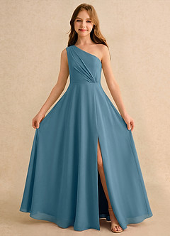 Azazie Puddles Girls Formal Flower Girl Klänningar Klä A-Line i Chiffong Ena axeln image5