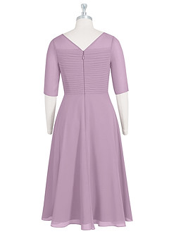 Azazie Naomi Kleider für die Brautmutter A-Linie Bootshals Gefaltet Chiffon Kleid Blauregen image8
