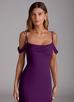 Azazie Callan Bridesmaid Dresses Grape Mermaid Pleated Chiffon Convertible Dress image4