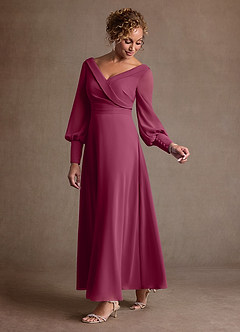 Azazie Paterson Suknie dla Matki Panny Młodej Linia A Pofałdowany Szyfon Długość kostki Sukienka image5