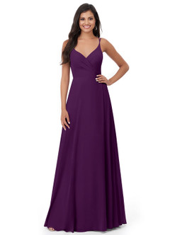 Azazie Lennon Bridesmaid Dresses Grape A-Line Lace Chiffon Dress image5