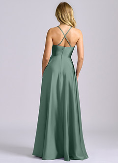 Azazie Truce Suknie dla druhen Linia A Satyna elastyczna Do ziemi Sukienka image2