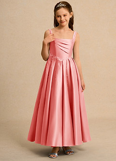 Azazie Mochi Girl Junior Formal Flower Girl Klänningar Klä Balklänning i Matt satäng Plisserad image5