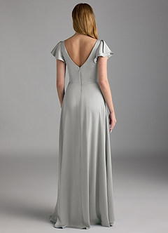 Azazie Omari Brautjungfernkleider A-Linie Stretch-Satin Kleid Silber image2