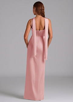 Azazie Calandra Brudtärnklänningar Klä av A-Linje i Stretch Satin Plisserad Puderrosa image4