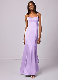 Barbie ♥ Azazie Bridesmaid Dresses Mermaid Bow Stretch Satin Floor-Length Dress image4