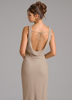Azazie Rylina Bridesmaid Dresses Taupe Mermaid Pleated Chiffon Dress image2