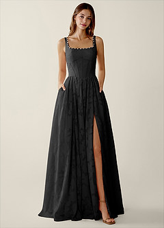 Megan Black Lace A-line Prom Dress image3