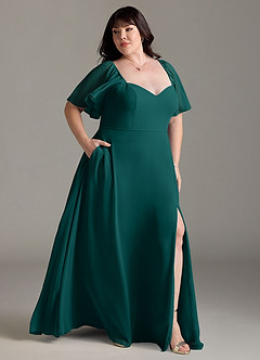 Azazie Chloe Bridesmaid Dresses Peacock A-Line Sweetheart Neckline Chiffon Dress image10