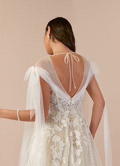 Azazie Ziza Vestidos de novia Vestido de Blanco Diamante Nude de Tul de Corte en A con Encaje image6