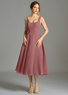Azazie Amalie Bridesmaid Dresses Desert Rose A-Line Pleated Chiffon Dress image4