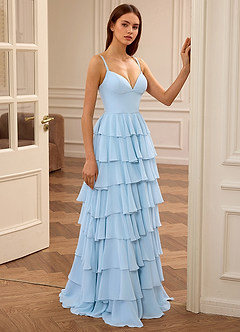 Celeste Himmelblau Rüschenkleid in A-Linie image4