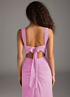 Azazie Jesaphine Bridesmaid Dresses Candy Pink Sheath Bow Chiffon Dress image6