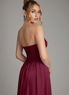Azazie Zena Bridesmaid Dresses Mulberry A-Line Strapless Stretch Satin Dress image7