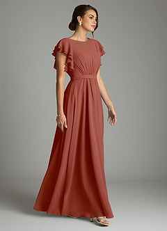 Azazie Daphne Modest Bridesmaid Dresses A-Line Ruffled Chiffon Floor-Length Dress image4