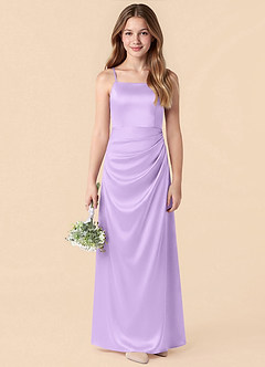 Azazie Renna Junior Meerjungfrau-Linie Plissee Stretch-Satin Kleid Flieder image1
