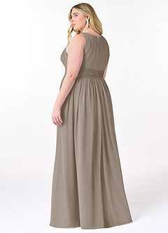 Azazie Harper Bridesmaid Dresses Taupe A-Line Pleated Chiffon Dress image7