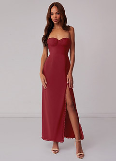 Barbie ♥ Azazie Bridesmaid Dresses Pomegranate Sheath Corset Chiffon Dress image1