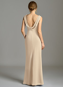 Azazie Kieryn Vestidos de damas de honor Vestido de Champán de Gasa de Corte Sirena con Plisado image2