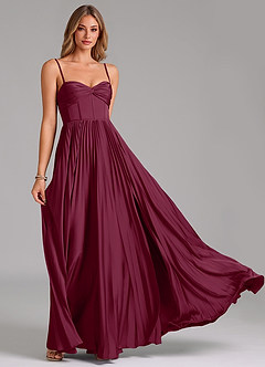 Azazie Tyla Robes de demoiselle d'honneur Robe Trapèze en Satin extensible Encolure en Forme de Cœur Mûre image5