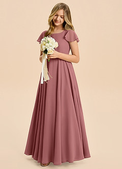 Azazie Cady Junior Amethyst A-Line Pleated Chiffon Dress image4