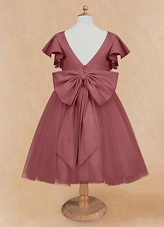 Azazie Kaeya Robe Demoiselle D'honneur Fillette Robe Trapèze en Tulle Arc Améthyste image6