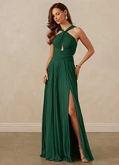 Christian Siriano Bridal for Azazie 1009 Bridesmaid Dresses Dark Green A-Line Pleated Chiffon Dress image8