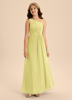 Azazie Brooke Junior Abito A-Line in Chiffon Spacco Laterale Sorbetto Al Limone image5